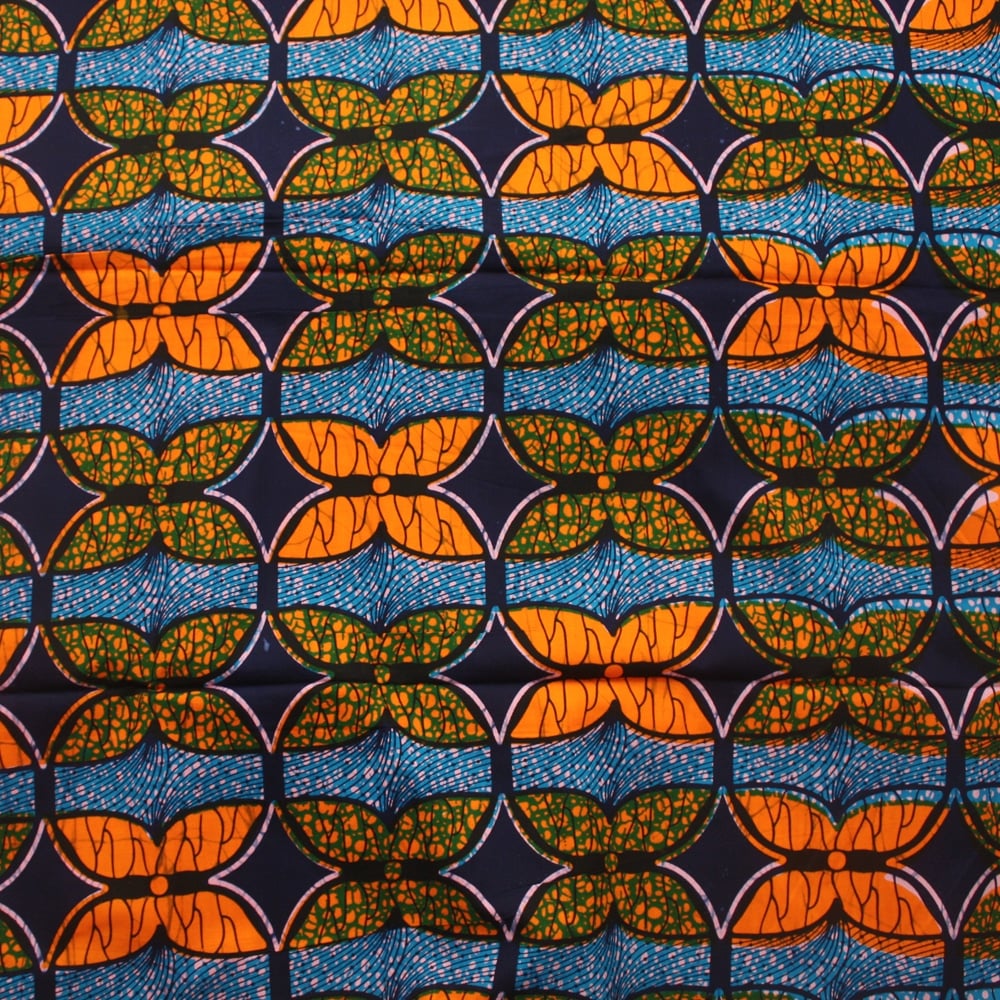 Blue and Orange Ankara Fabric