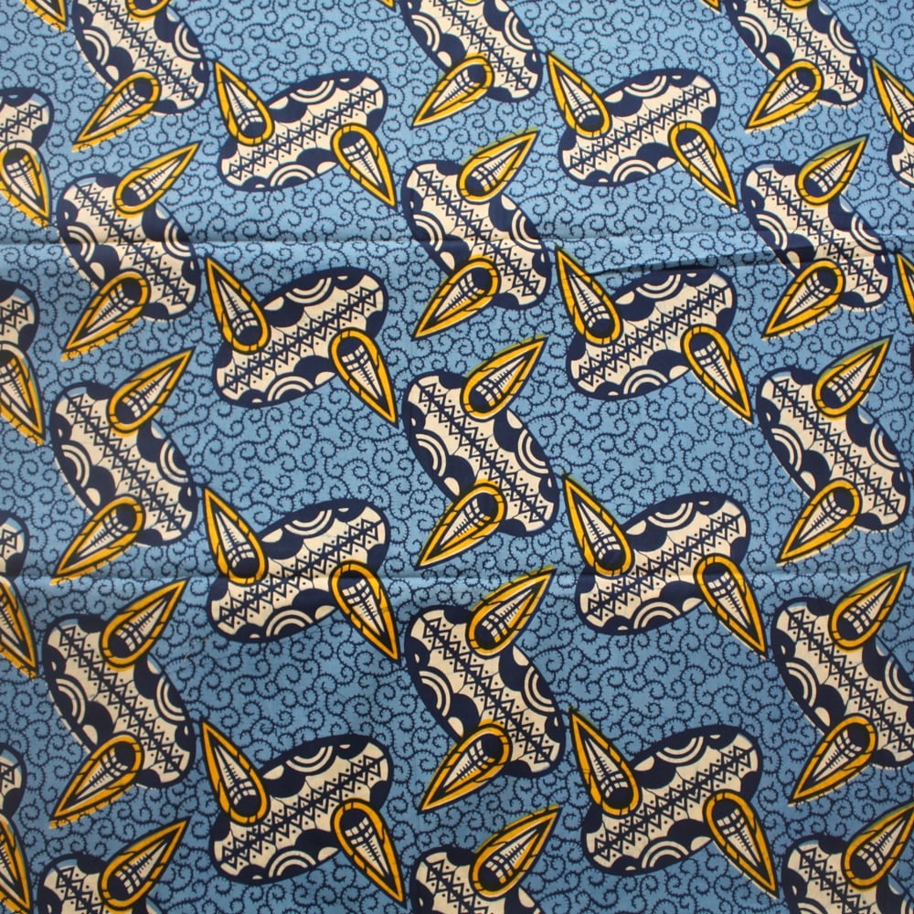 Blue and Yellow Ankara Fabric- By the Yard - Urbanstax