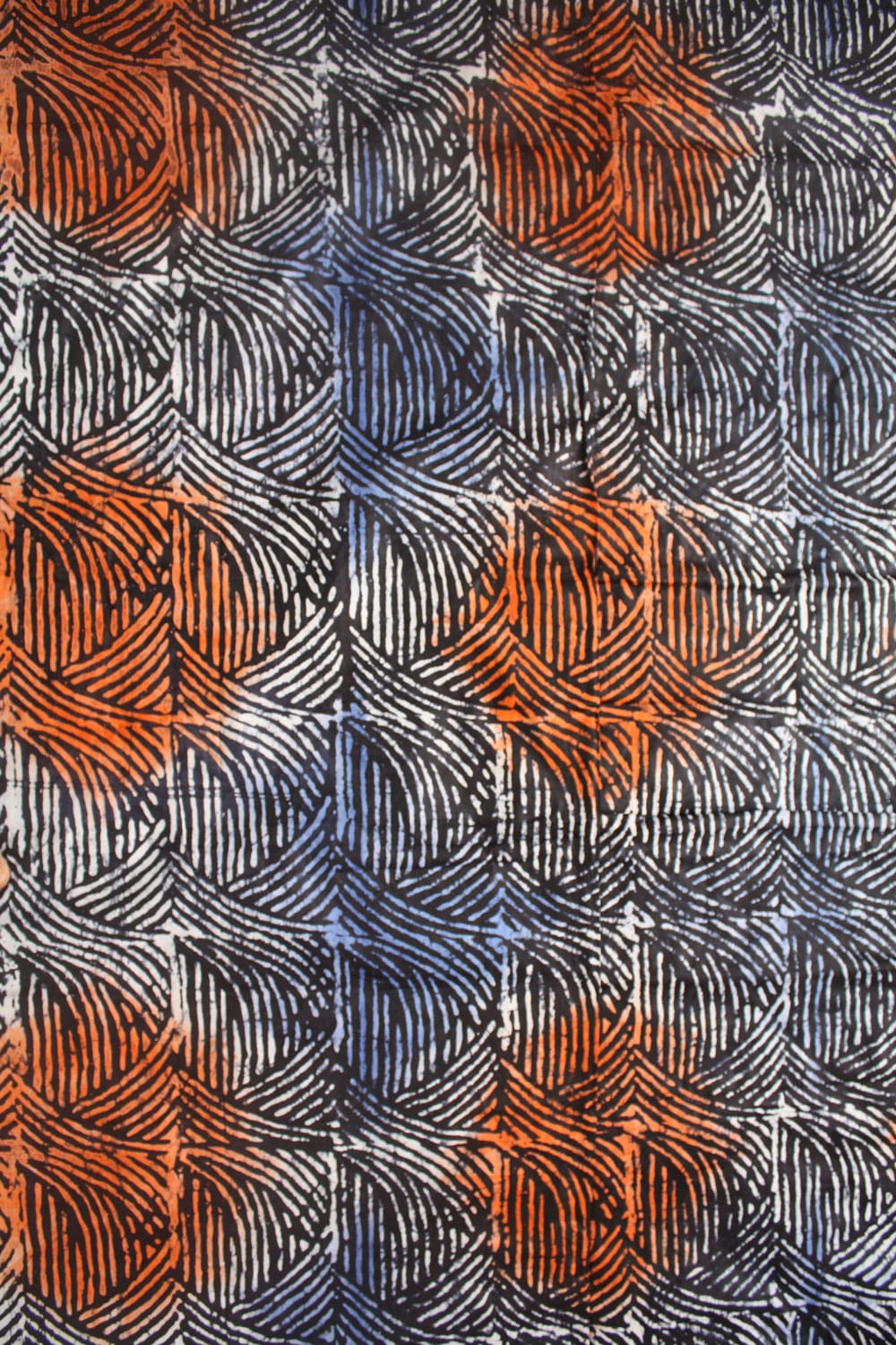 Abstract Blue and Orange Batik, African Batik- 5 Yards - Urbanstax