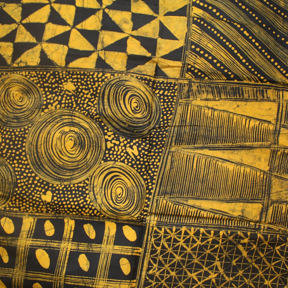 Yellow and black batik fabric