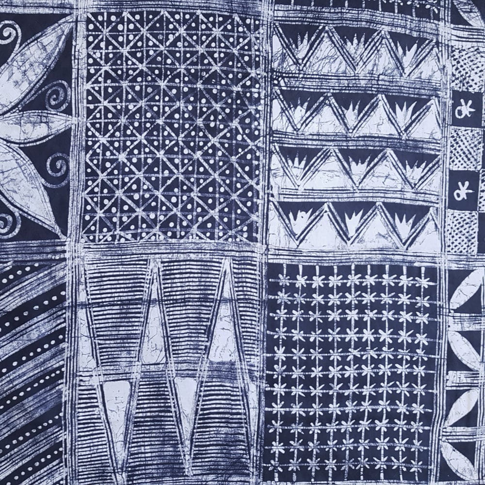 view of a modern indigo adire cloth with traditional patterns