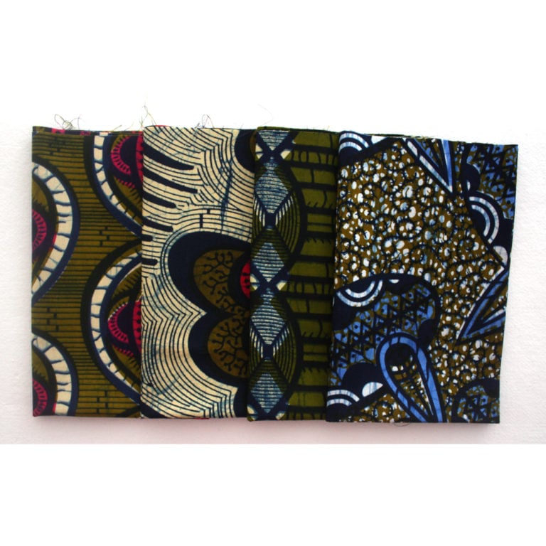 4 Olive Green Ankara Fat Quarters - Urbanstax