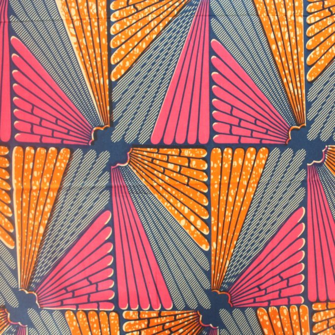 Orange Pink and Blue African Print