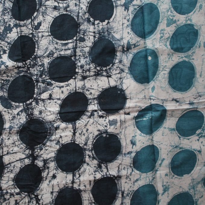 Teal and Navy Blue Circles, Nigerian Batik- 5 Yards | Urbanstax