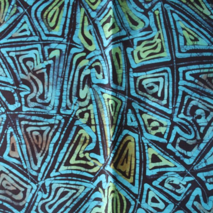 Green and blue batik fabric
