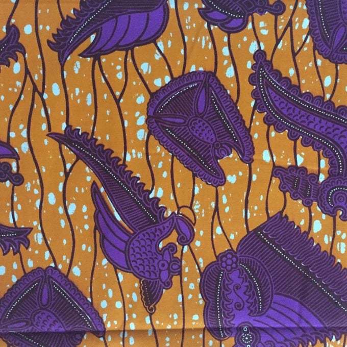 Burnt orange and purple African wax print