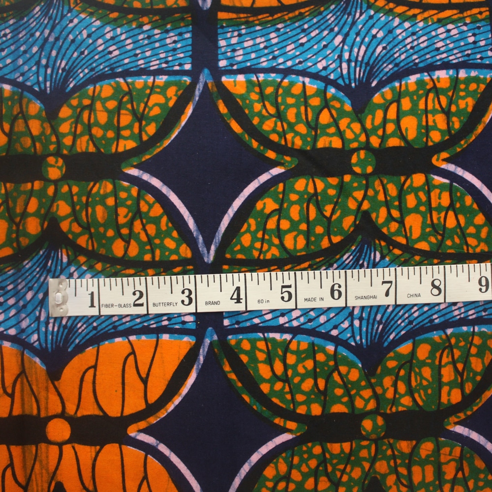 Blue and Orange Butterfly Print Ankara- Sold by the Yard | Urbanstax