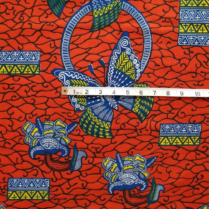 Red and Blue Butterfly African Print