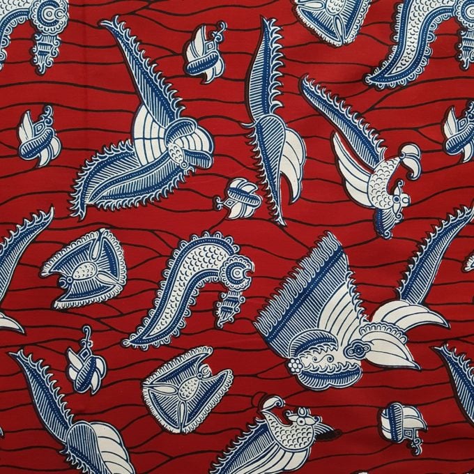 Crevettes Print in red and blue