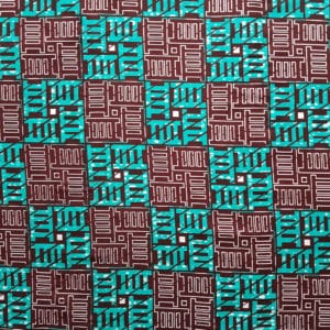 Turquoise and Brown Ladder Print- 1 Yard - Urbanstax