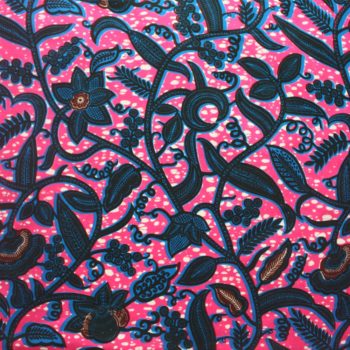 Pink Leaf Trail Ankara Fabric