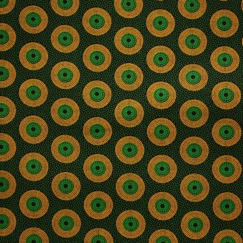 Green and Yellow Circles Shweshwe Fabric