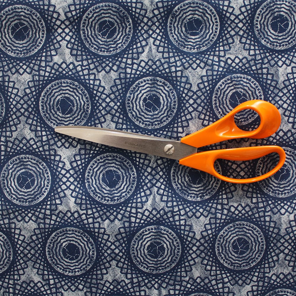 Geometric blue shweshwe fabric
