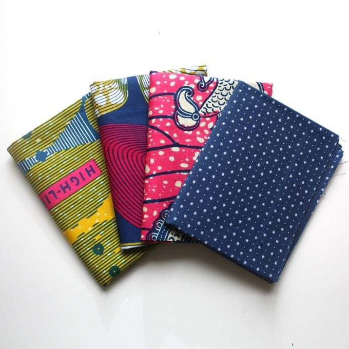 Pink Yellow and Blue Fat Quarters