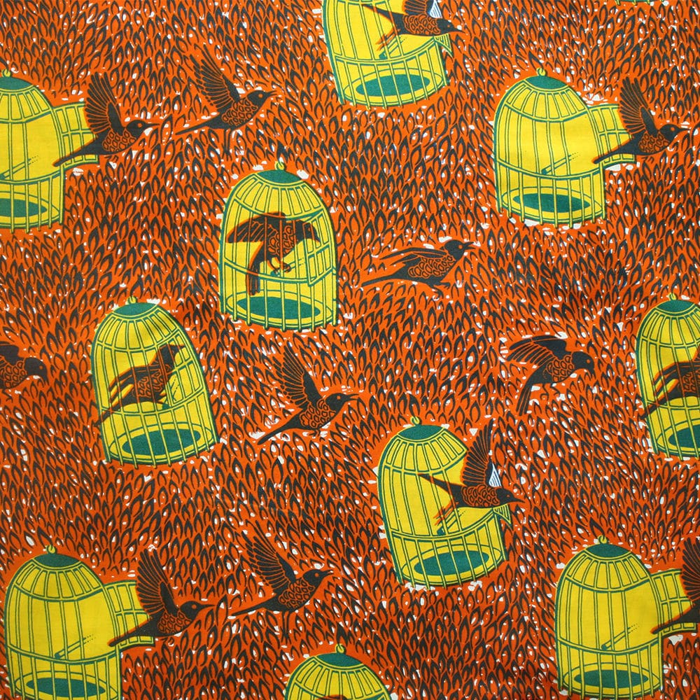 Orange and Yellow Birdcage Ankara Print