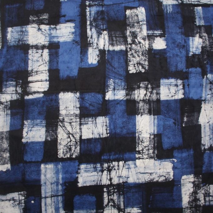 Dark blue brushstrokes batik