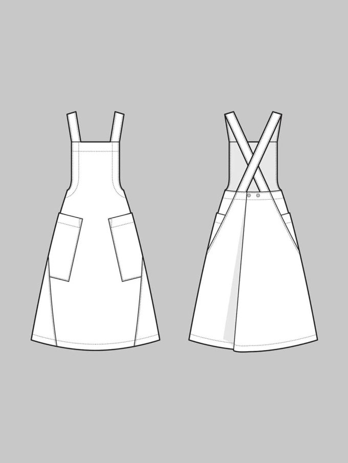The Assembly Line Apron dress pattern line drawing