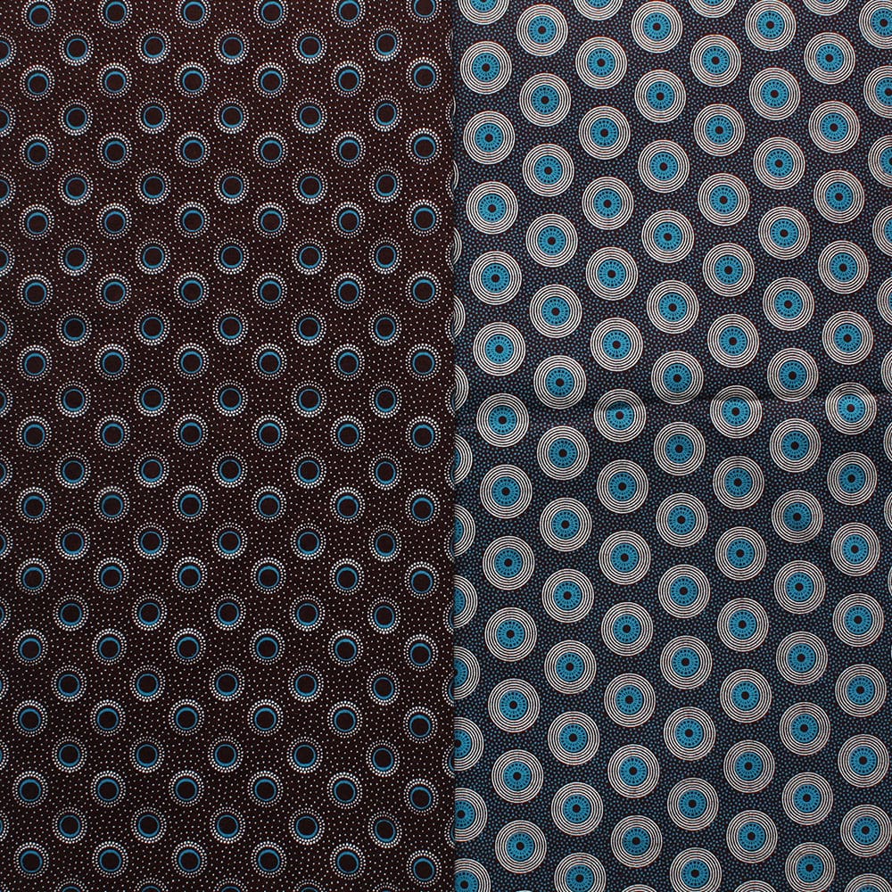 Brown and Turquoise Circles Shweshwe Mix - Urbanstax