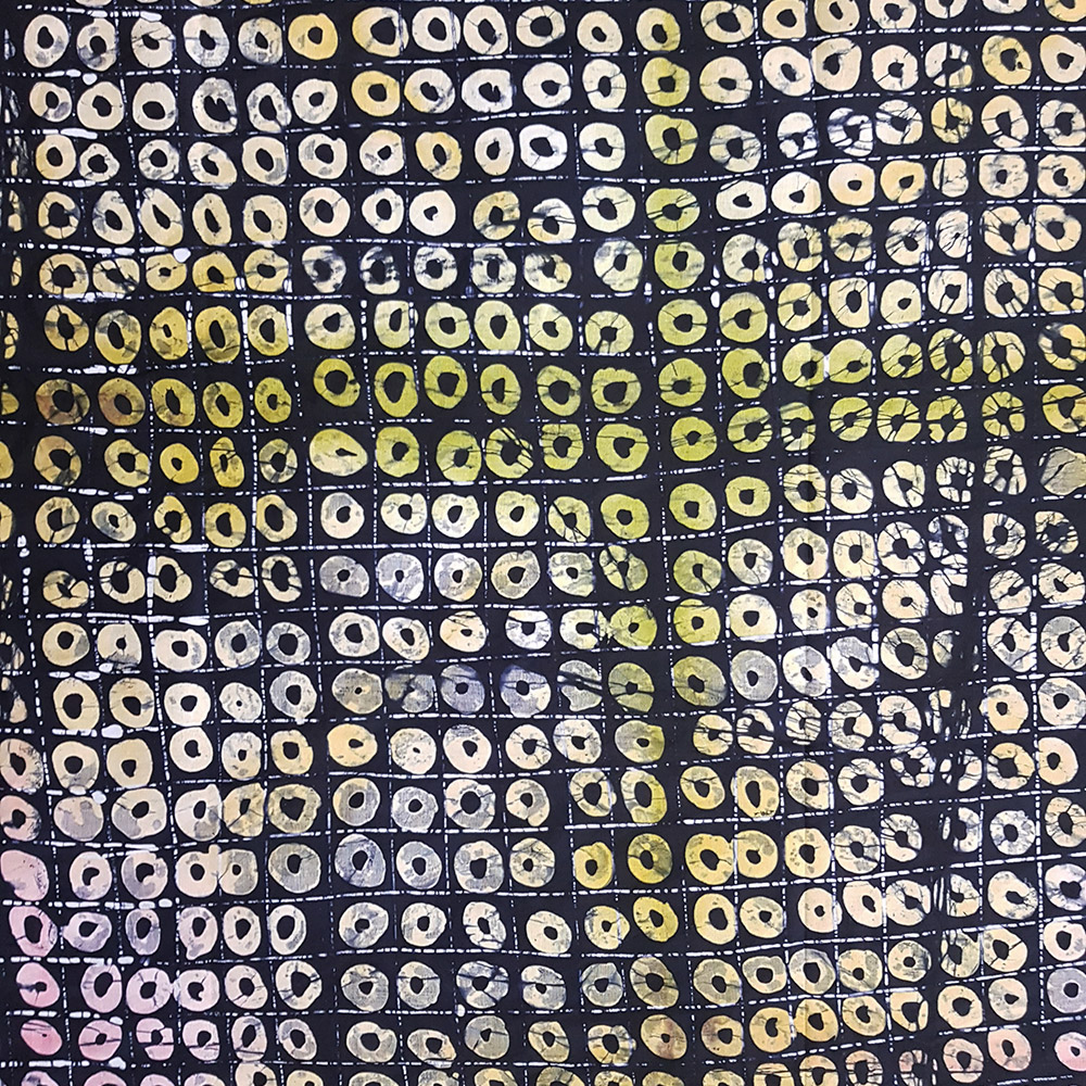 Yellow Circles on Black Batik - Urbanstax