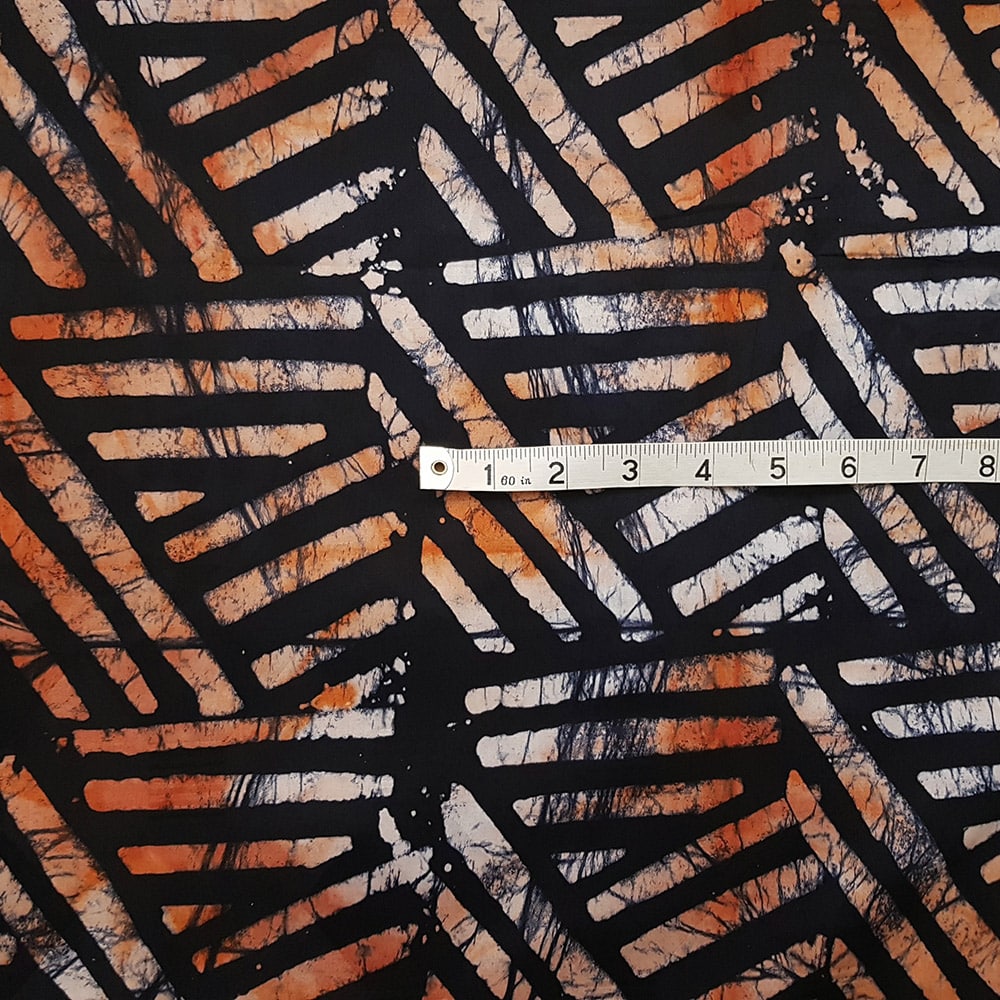 Black Orange and White Nigerian Batik - Urbanstax