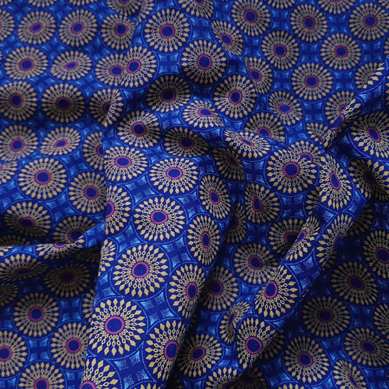 Circus Blue and Yellow Medallion Shweshwe Fabric - Urbanstax