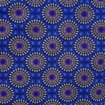 Circus Blue and Yellow Medallion Shweshwe Fabric