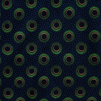 Lime and Blue Dots and Circles Shweshwe Fabric