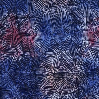 Blue and Red Abstract Leaves Batik