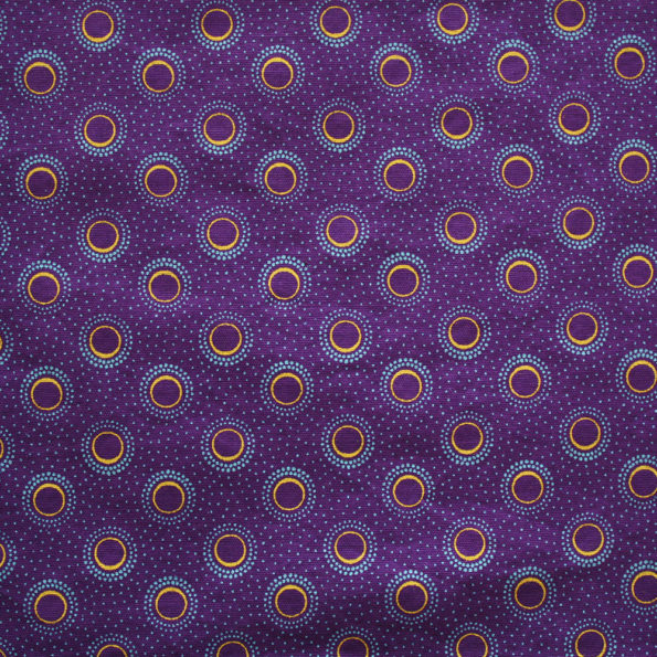 Purple and Yellow Dots and Circles Shweshwe Fabric - Urbanstax