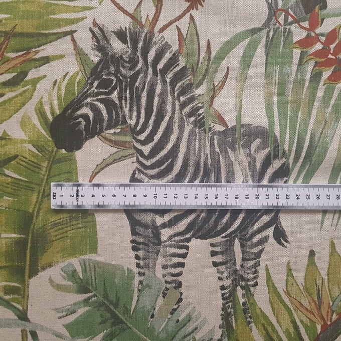 Tropical Animals Furnishing Fabric with Zebra