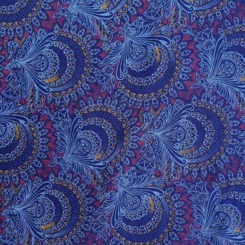 Circus Blue and Yellow Peacock Shweshwe Fabric - Urbanstax