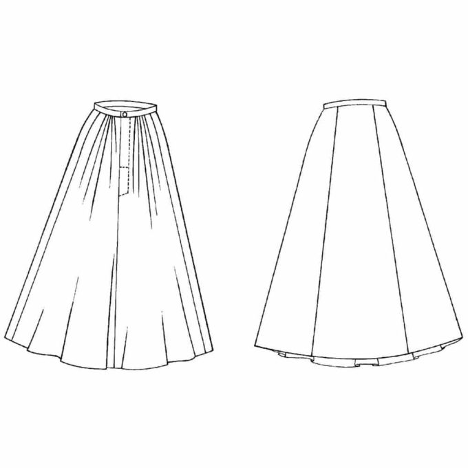 FOLKWEAR Walking Skirt pattern line drawing