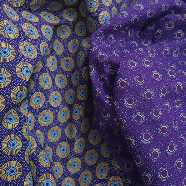 Purple and Yellow Circles Shweshwe Mix - Urbanstax