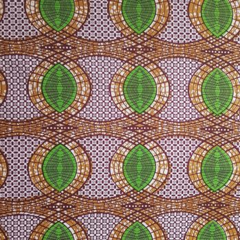 geometric brown and green African print fabric