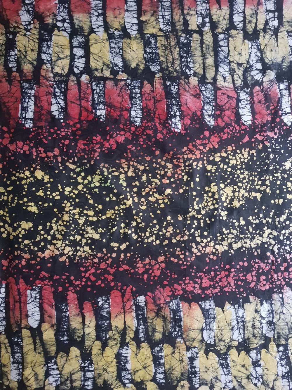 Yellow and Red Dots and Dashes Batik - Urbanstax