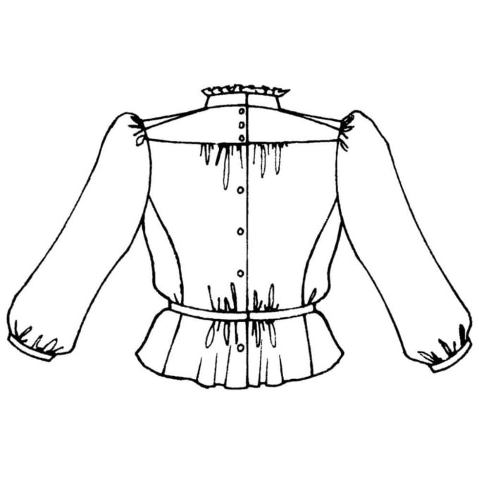 line drawing of FOLKWEARd Gibson Girl blouse