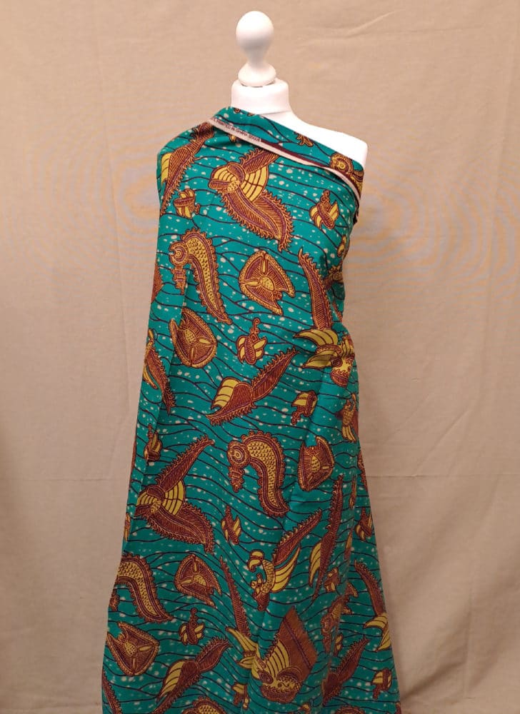 Crevettes Print, Teal and Mustard - Urbanstax