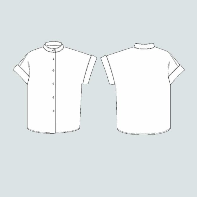 The Assembly Line Cap Sleeve Shirt Outline drawing