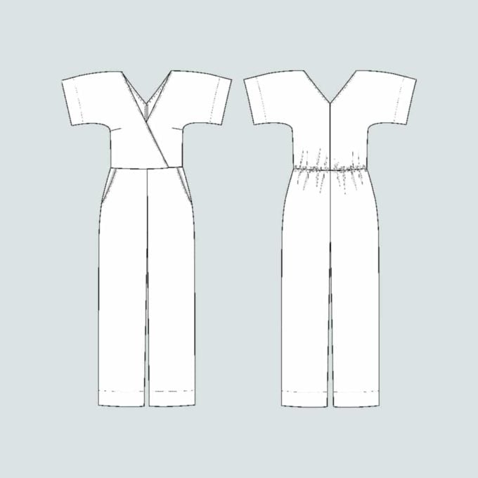 THE ASSEMBLY LINE Wide Leg Jumpsuit Pattern line drawing