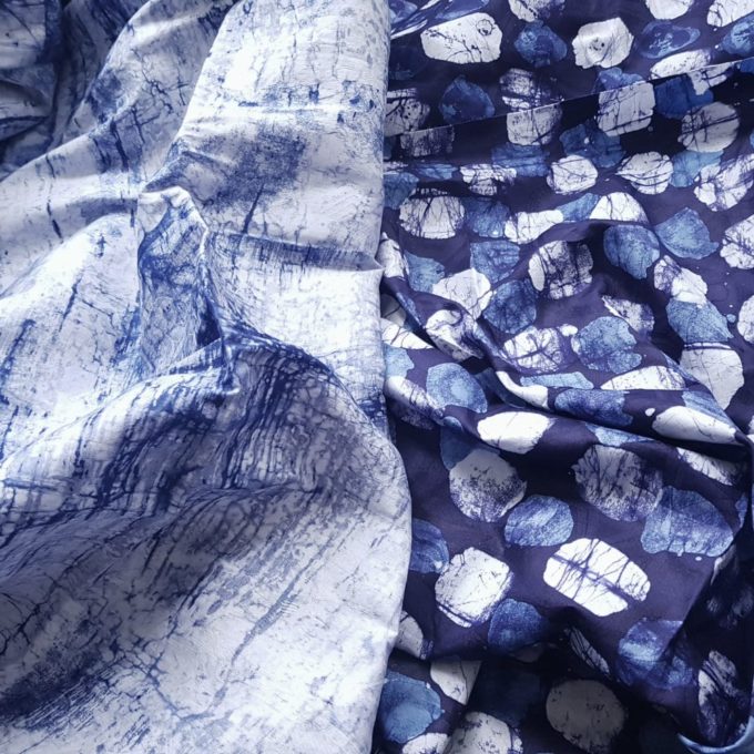 Blue and White African Batik Fabric