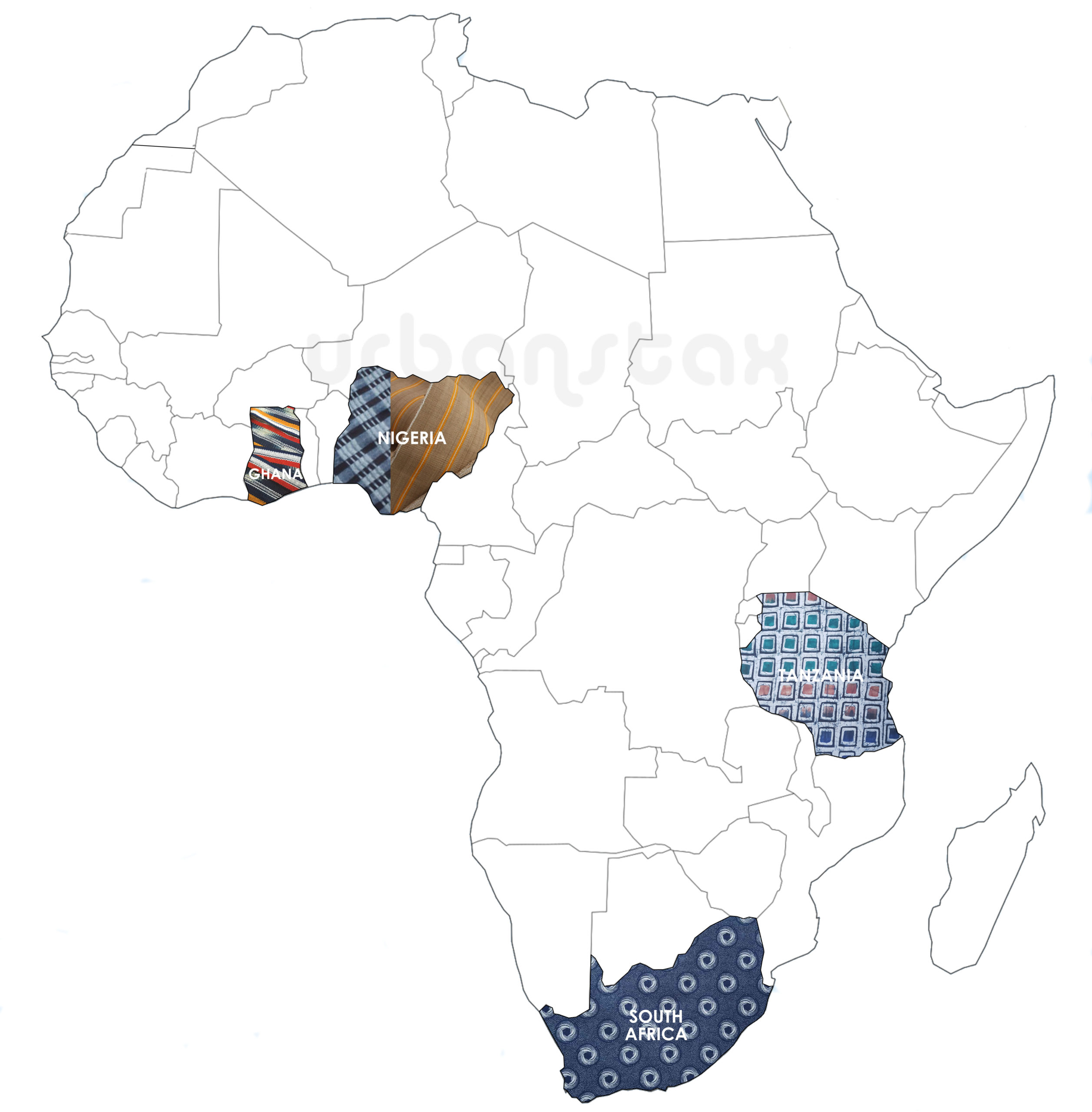 graphic map representing where African fabrics are made