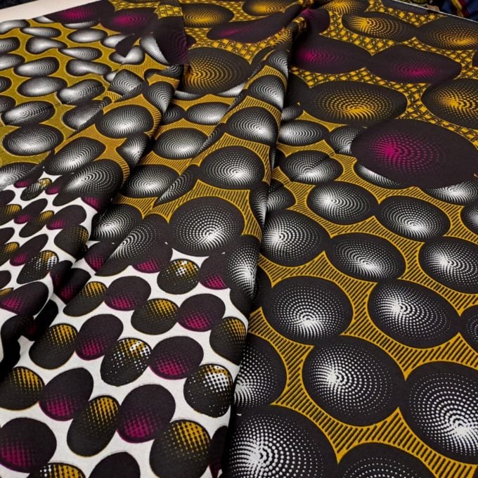 wax print fabric with golf balls motif