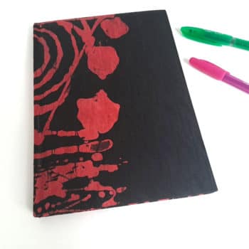 A5 Black and Pink Batik covered notebook