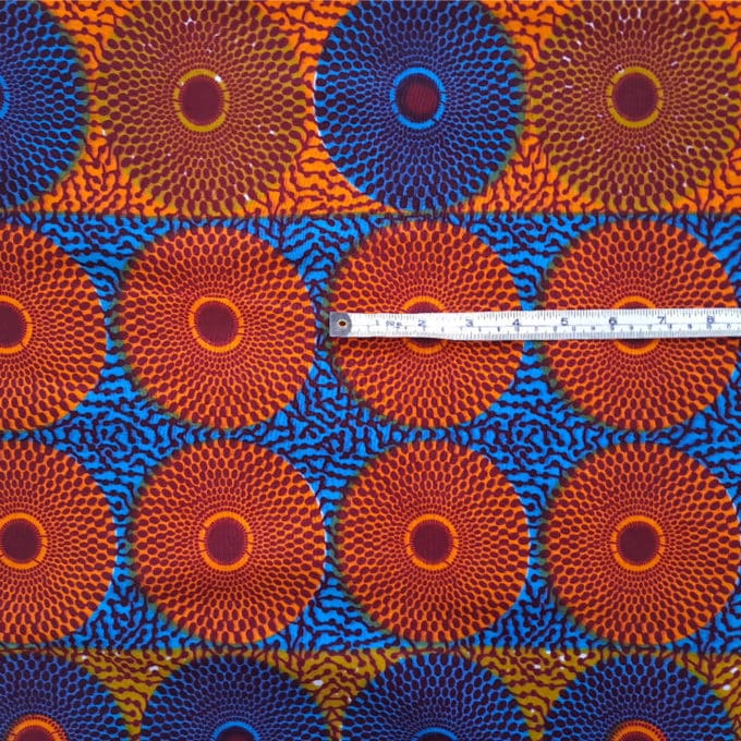 Orange and Turquoise Mini Circles Ankara Fabric - Urbanstax