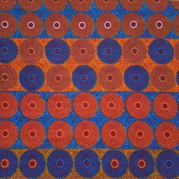 Orange and Turquoise Mini Circles Ankara Fabric