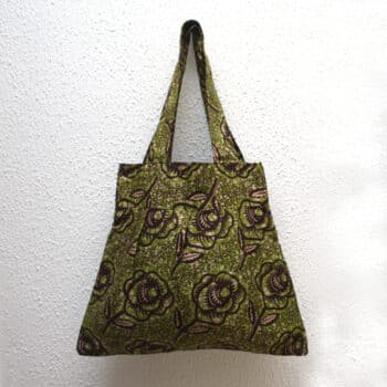 Green and Brown pleated tote bag