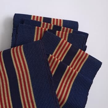 Blue Red and Beige Aso oke strip woven cloth